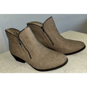 Madden Girl Women's Tan Ankle Boot Krazew 8.5 W Double Zipper